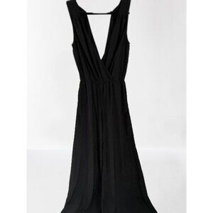 PARKER Black Jumpsuit Overall Wide Leg Sleeveless V-Neck Size Small